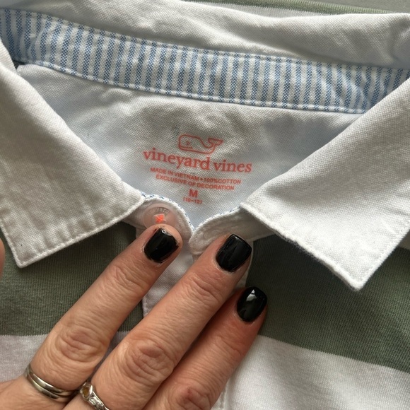 Vineyard Vines Girls Green White Striped Cotton
Polo Midi Shirt Dress Medium - Picture 8 of 8